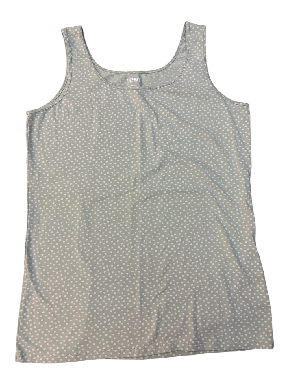 Duluth Trading Co Sage Green Polka Dot Scoop Neck Tank Top L - Picture 2 of 7
